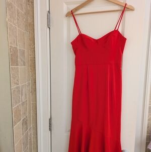 Hutch Ruffle Bustier Midi Dress Tomato